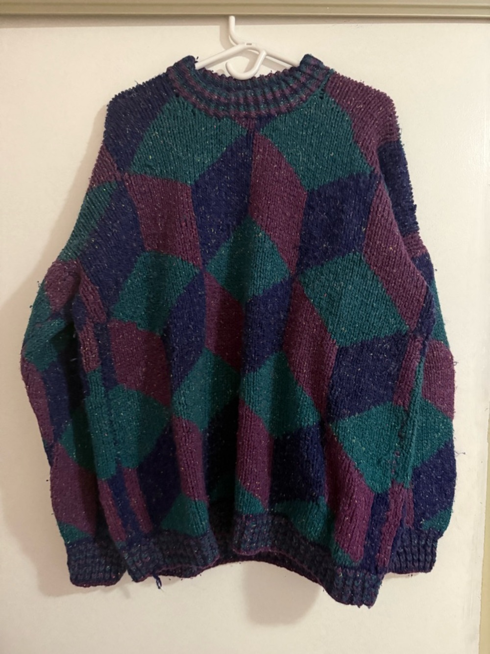 Vintage Geometric Pattern Chunky Knit Sweater